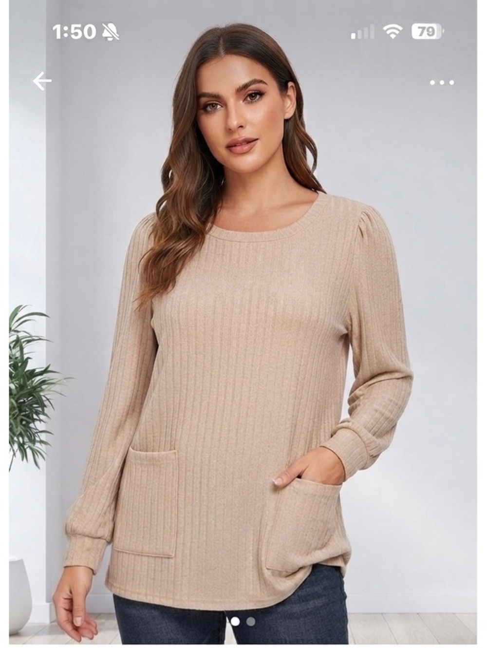 NWT Ofeefan Ribbed Knit Long Sleeve Sweater with pockets sz  XL
